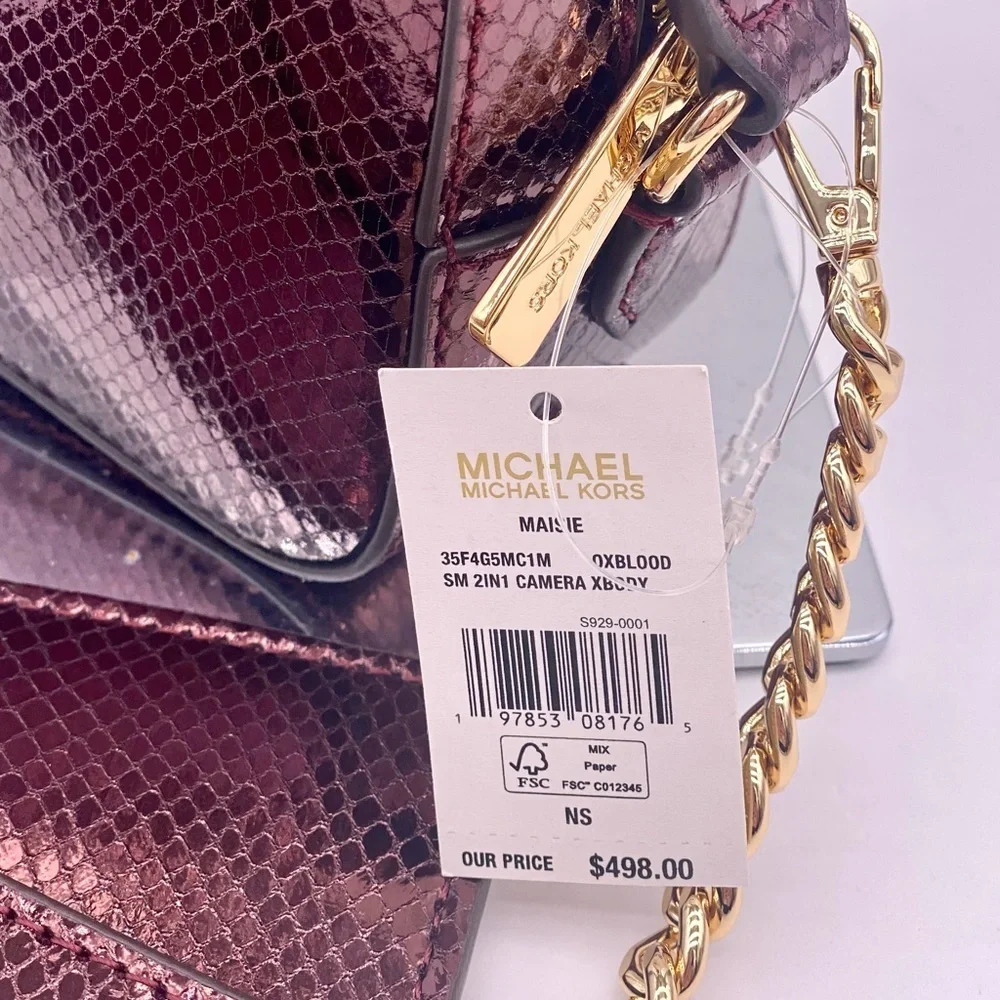 Michael Kors Maisie 2-in-1 Camera Crossbody - Oxblood Embossed Leather